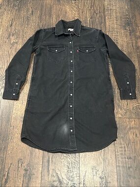 Levi's Ellie Long Sleeve Black Denim Dress